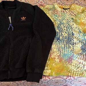 Adidas/Pharrell Williams Men’s Black Fleece HUMAN full zip Jacket/S & T Shirt/M